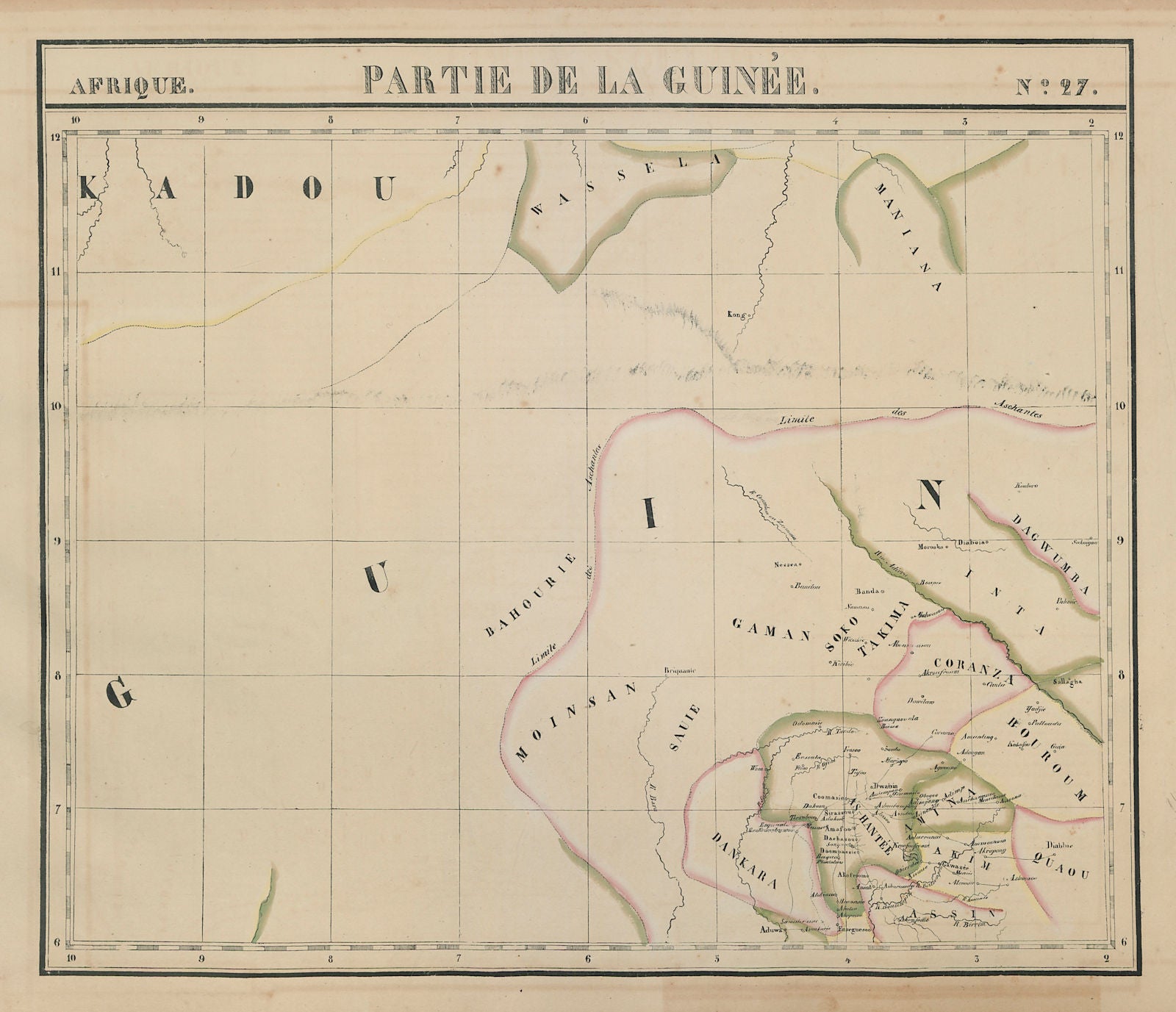 Afrique. Partie de la Guinée #27. Ghana. VANDERMAELEN 1827 old antique map